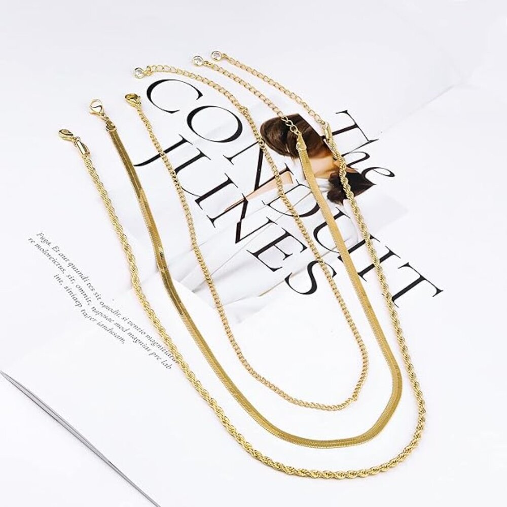 NEW! Women Stacked Necklace, Dainty Gold Necklace,14k Gold Plated - Picture 5 of 5